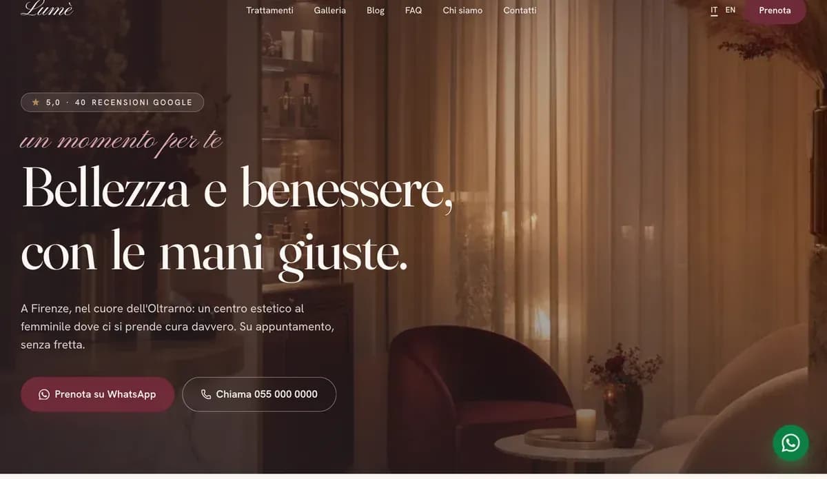 Anteprima del sito vetrina Lumè, centro estetico